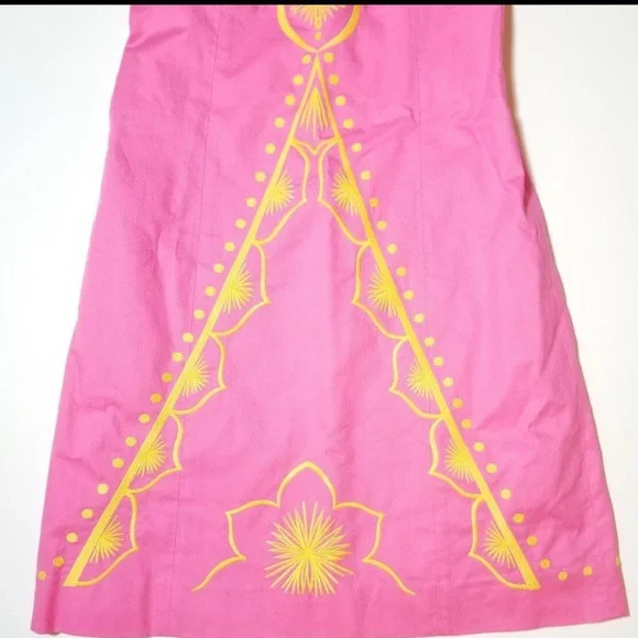 Lilly Pulitzer Bowen Hotty Pink Embroidered Strapless Dress Size 6 - Picture 5 of 13